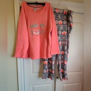 Secret Treasures Pajama set,  size 3x, color: coral, grey, white, mint green
